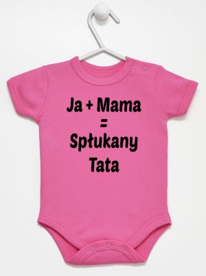 ja plus mama równa się spłukany tata body z krótkim rękawem kolor ciemny rózowy 139