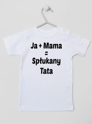 ja plus mama równa się spłukany tata koszulka z krótkim rękawem kolor biały 139