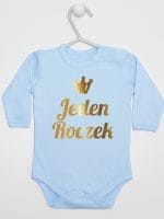 jeden roczek nadruk złoty body z długim rękawem kolor błękitny 030 jeden roczek nadruk złoty body z długim rękawem kolor błękitny 030