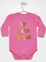 jeden roczek nadruk złoty body z długim rękawem kolor ciemny różowy 030 jeden roczek nadruk złoty body z długim rękawem kolor ciemny różowy 030