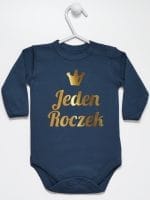 jeden roczek nadruk złoty body z długim rękawem kolor granatowy 030 jeden roczek nadruk złoty body z długim rękawem kolor granatowy 030