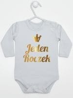 jeden roczek nadruk złoty body z długim rękawem kolor szary 030 jeden roczek nadruk złoty body z długim rękawem kolor szary 030