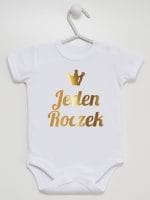 jeden roczek nadruk złoty body z krótkim rękawem kolor biały 030 jeden roczek nadruk złoty body z krótkim rękawem kolor biały 030