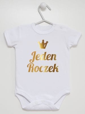 jeden roczek nadruk złoty body z krótkim rękawem kolor biały 030