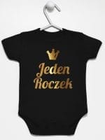 jeden roczek nadruk złoty body z krótkim rękawem kolor czarny 030 jeden roczek nadruk złoty body z krótkim rękawem kolor czarny 030