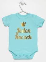 jeden roczek nadruk złoty body z krótkim rękawem kolor miętowy 030 jeden roczek nadruk złoty body z krótkim rękawem kolor miętowy 030