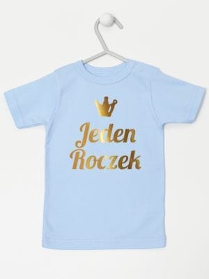 jeden roczek nadruk złoty koszulka z krótkim rękawem kolor błękitny 030