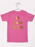 jeden roczek nadruk złoty koszulka z krótkim rękawem kolor ciemny różowy 030