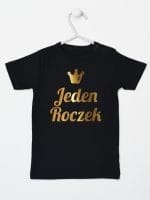 jeden roczek nadruk złoty koszulka z krótkim rękawem kolor czarny 030