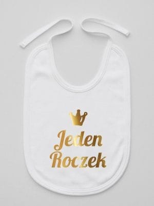 jeden roczek nadruk złoty śliniak niemowlęcy kolor biały 030