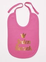 jeden roczek nadruk złoty śliniak niemowlęcy kolor ciemny różowy 030