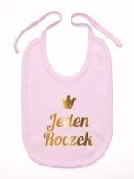 jeden roczek nadruk złoty śliniak niemowlęcy kolor różowy 030