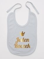 jeden roczek nadruk złoty śliniak niemowlęcy kolor szary 030