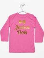 jeden rok nadruk złoty koszulka z długim rękawem kolor ciemny różowy 012