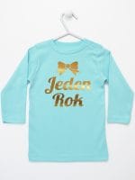 jeden rok nadruk złoty koszulka z długim rękawem kolor miętowy 012