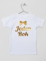 jeden rok nadruk złoty koszulka z krótkim rękawem kolor biały 012