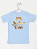 jeden rok nadruk złoty koszulka z krótkim rękawem kolor błękitny 012