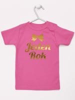 jeden rok nadruk złoty koszulka z krótkim rękawem kolor ciemny różowy 012