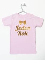 jeden rok nadruk złoty koszulka z krótkim rękawem kolor różowy 012