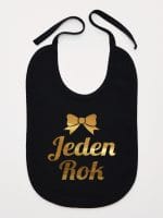 jeden rok nadruk złoty śliniak niemowlęcy kolor czarny 012