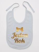 jeden rok nadruk złoty śliniak niemowlęcy kolor szary 012