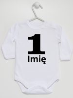 jedynka na pierwsze urodziny z imieniem body z długim rękawem kolor biały 084