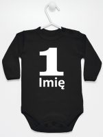 jedynka na pierwsze urodziny z imieniem body z długim rękawem kolor czarny 084