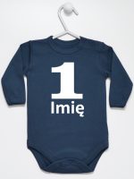 jedynka na pierwsze urodziny z imieniem body z długim rękawem kolor granatowy 084