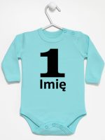 jedynka na pierwsze urodziny z imieniem body z długim rękawem kolor miętowy 084