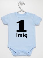 jedynka na pierwsze urodziny z imieniem body z krótkim rękawem kolor błękitny 084