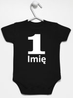 jedynka na pierwsze urodziny z imieniem body z krótkim rękawem kolor czarny 084