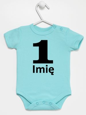 jedynka na pierwsze urodziny z imieniem body z krótkim rękawem kolor miętowy 084