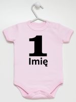jedynka na pierwsze urodziny z imieniem body z krótkim rękawem kolor różowy 084