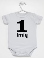 jedynka na pierwsze urodziny z imieniem body z krótkim rękawem kolor szary 084