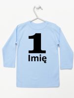 jedynka na pierwsze urodziny z imieniem koszulka z długim rękawem kolor błękitny 084