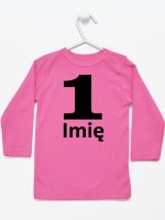 jedynka na pierwsze urodziny z imieniem koszulka z długim rękawem kolor ciemny różowy 084