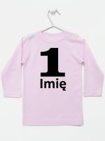 jedynka na pierwsze urodziny z imieniem koszulka z długim rękawem kolor różowy 084