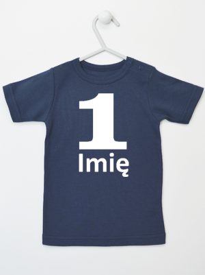 jedynka na pierwsze urodziny z imieniem koszulka z krótkim rękawem kolor granatowy 084