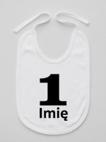 jedynka na pierwsze urodziny z imieniem śliniak niemowlęcy kolor biały 084