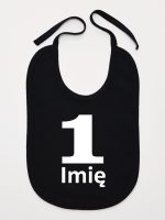 jedynka na pierwsze urodziny z imieniem śliniak niemowlęcy kolor czarny 084