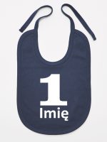 jedynka na pierwsze urodziny z imieniem śliniak niemowlęcy kolor granatowy 084