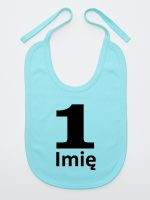 jedynka na pierwsze urodziny z imieniem śliniak niemowlęcy kolor miętowy 084