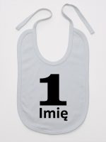 jedynka na pierwsze urodziny z imieniem śliniak niemowlęcy kolor szary 084