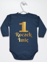 jedynka na roczek z imieniem nadruk złoty body z długim rękawem kolor granatowy 238 jedynka na roczek z imieniem nadruk złoty body z długim rękawem kolor granatowy 238