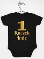 jedynka na roczek z imieniem nadruk złoty body z krótkim rękawem kolor czarny 238 jedynka na roczek z imieniem nadruk złoty body z krótkim rękawem kolor czarny 238
