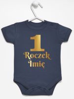 jedynka na roczek z imieniem nadruk złoty body z krótkim rękawem kolor granatowy 238 jedynka na roczek z imieniem nadruk złoty body z krótkim rękawem kolor granatowy 238