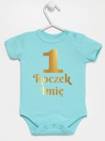 jedynka na roczek z imieniem nadruk złoty body z krótkim rękawem kolor miętowy 238 jedynka na roczek z imieniem nadruk złoty body z krótkim rękawem kolor miętowy 238