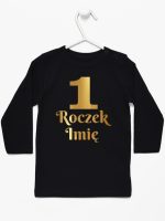 jedynka na roczek z imieniem nadruk złoty koszulka z długim rękawem kolor czarny 238 jedynka na roczek z imieniem nadruk złoty koszulka z długim rękawem kolor czarny 238