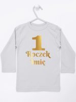 jedynka na roczek z imieniem nadruk złoty koszulka z długim rękawem kolor szary 238 jedynka na roczek z imieniem nadruk złoty koszulka z długim rękawem kolor szary 238