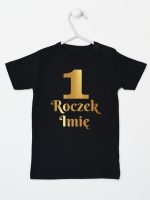 jedynka na roczek z imieniem nadruk złoty koszulka z krótkim rękawem kolor czarny 238 jedynka na roczek z imieniem nadruk złoty koszulka z krótkim rękawem kolor czarny 238
